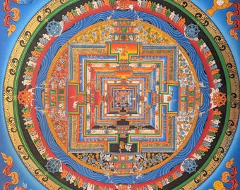 Colorful Hand-Painted Tibetan Mandala – Signed by the Artist