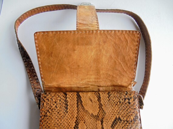 Brown Python Snake Skin Handbag Shoulder Bag Purse - image 4