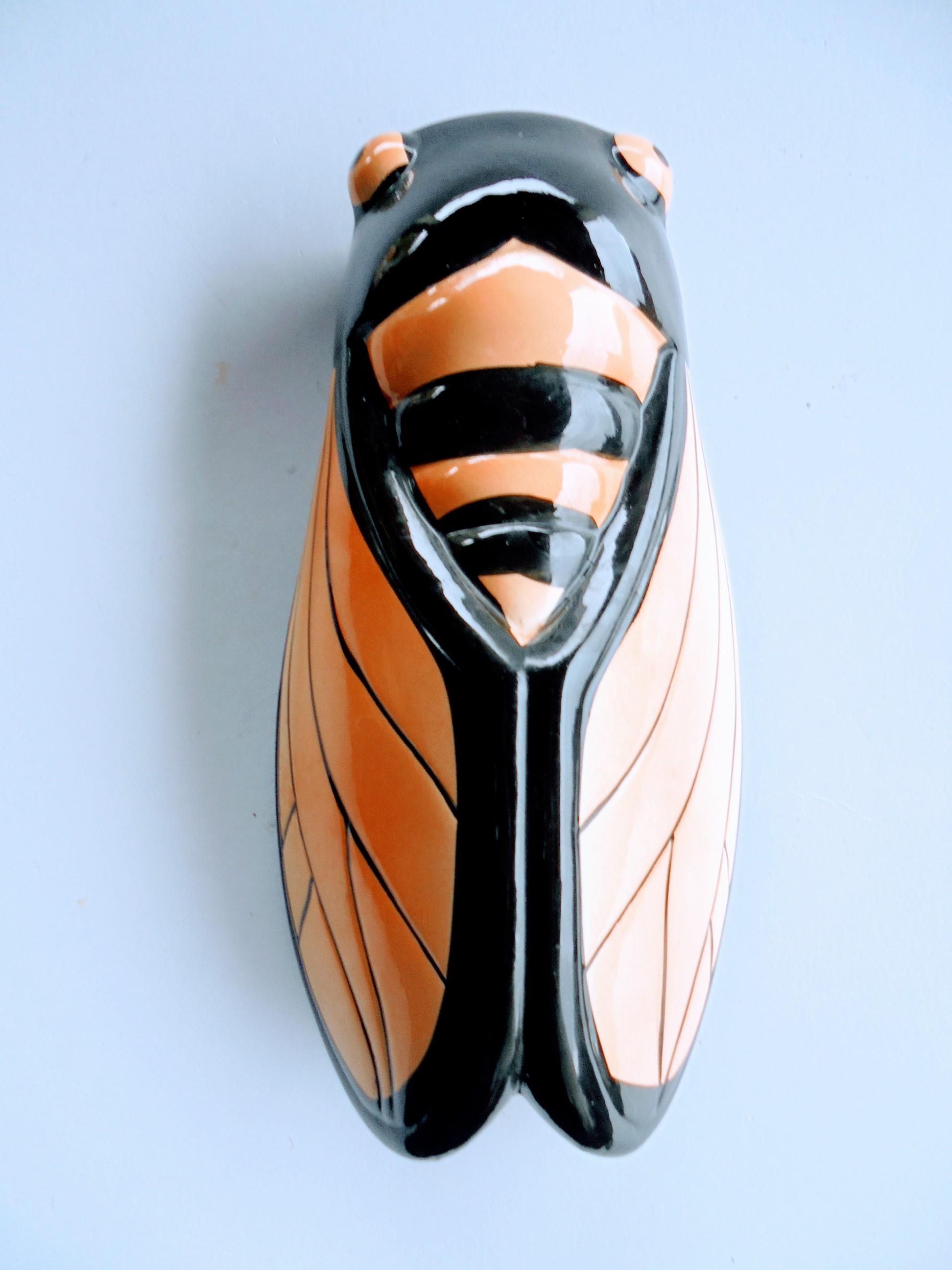 Large Vintage French Cigale Cicada Wall Pocket or Vase From