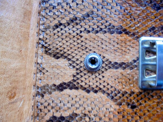 Brown Python Snake Skin Handbag Shoulder Bag Purse - image 5