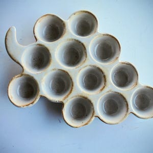 Vintage Stoneware Snail Plate Plat à Escargots Shaped like a Bunch of Grapes