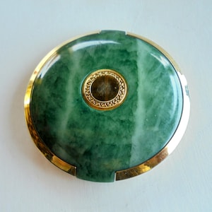 Vintage grön marmor effekt guldfärgad dubbel kompakt spegel