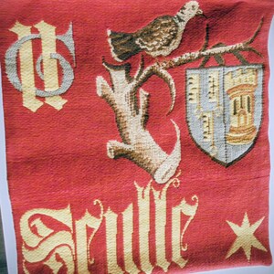 Vintage J. Pansu Wall Hanging Tapestry Seulle and Dove Design