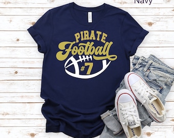 Retro Pirate Football School Spirit Tee, Pirate  Shirt, Pirate School Spirit Shirt