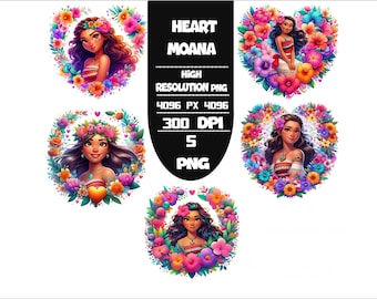 Moana Cartoon PNG-bundel: levendige splashkunst (digitale download, 300 dpi)
