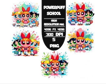 Powerpuff Girls PNG Bundle: Vibrant Cartoon Designs (Digital Download, 300 DPI, 4000px)