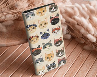 Capa carteira fofa de gato para Galaxy A56 5G A15 A25 A36 A55 A35 iPhone 16 15 14 13 12 xr 8 SE Pixel 9 8a 7 Samsung S25 S24 s23 S22 S21 hh015_w