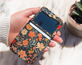 Retro flower tough case for Samsung Z Flip 7 FE Galaxy Z Flip7 Samsung Z Flip 6 Galaxy Z Flip 6 protective botanical cover Flip6 gift hh009