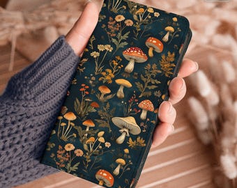 Capa escura cor cogumelo para Google Pixel 10 Pro XL 9 8 8a 7 7a 6 com suporte para cartão e carteira, compatível com Moto Edge 60 Stylus e G Power 2026 (hh003)