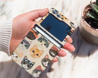 Cute cat pattern case for Galaxy Z Flip7 Samsung Z Flip 7 FE Samsung Z Flip 6 Galaxy Z Flip 6 tough cover Flip6 cat lover gift hh015