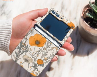 Field flower tough case for Galaxy Z Flip7 Samsung Z Flip 7 FE Samsung Z Flip 6 Galaxy Z Flip 6 Pastel poppy floral cover Flip6 gift hh004