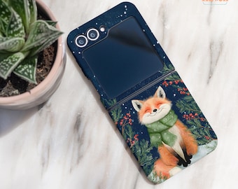 Winter fox tough case for Samsung Z Flip 7 FE Galaxy Z Flip7 Samsung Z Flip 6 Galaxy Z Flip 6 Flip6 gift protective Christmas cover hh024