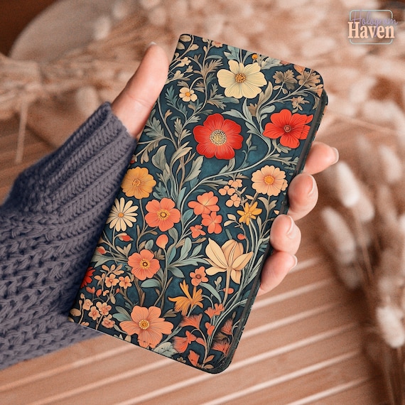 Wild flower flip wallet case for Galaxy A56 A25 A35 A16 iPhone 16 pro 15 14 13 12 xr 8 SE Pixel 9 8a Samsung S25 S24 FE S23 S22 S21 hh009_w