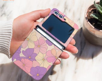 Purple flower tough case for Flip6 Samsung Z Flip 7 FE Galaxy Z Flip7 Samsung Z Flip 6 Galaxy Z Flip 6 floral protective cover gift hh014