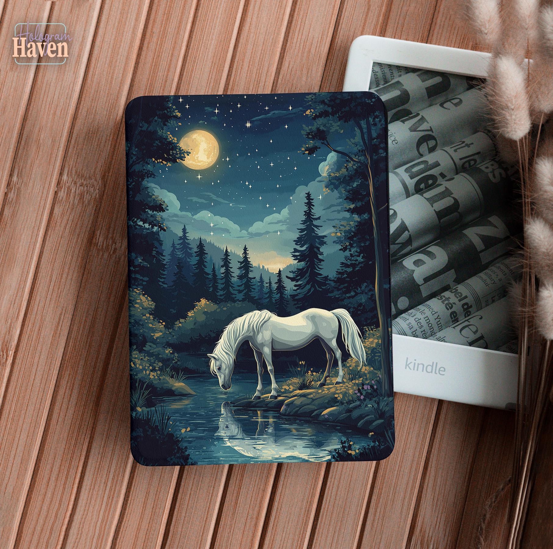 White horse case for Kindle Scribe 10.2 Kindle Colorsoft 2024 7 inch Kindle Paperwhite 11th gen 6.8" 12th KPW Kindle 2025 Kindle Oasis 3