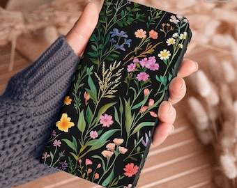 Field flower case wallet for Samsung Galaxy A56 A54 A35 A53 S25 S24 A15 s23 S22 S21 S20 iPhone 16e 15 14 13 12 xr 8 SE Pixel 9 8a 7 hh011_w