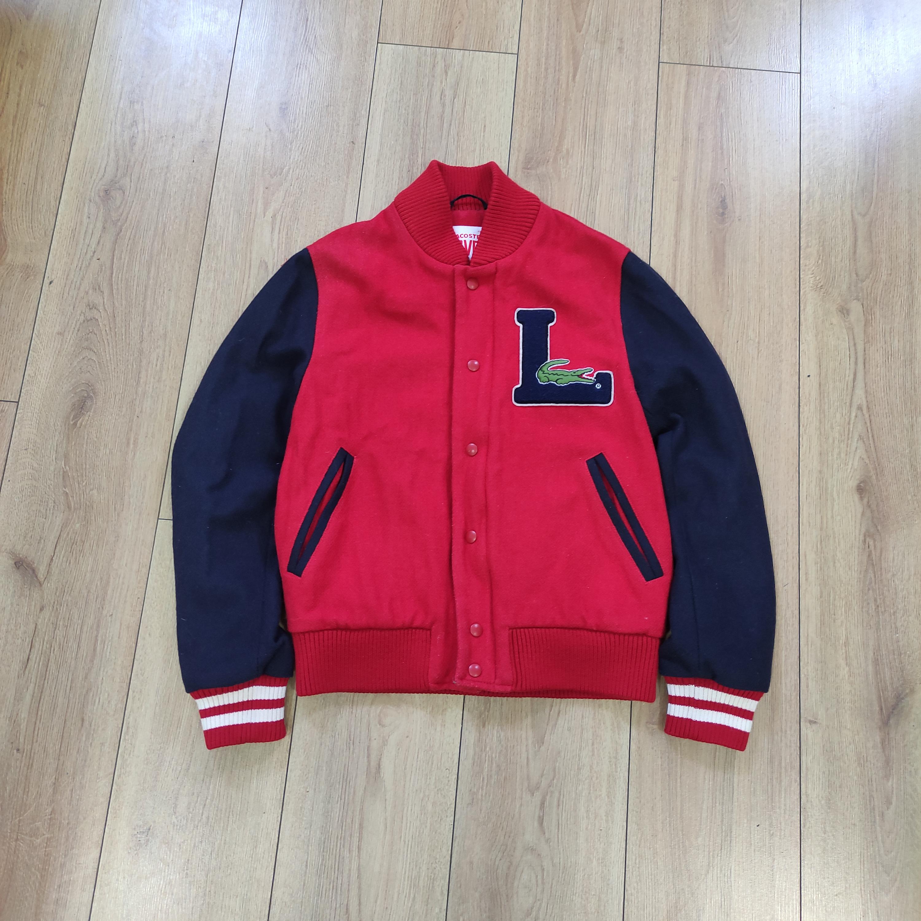 Bomber Jacket With Buttons Lacoste Wool Live Big Logo Crocodile