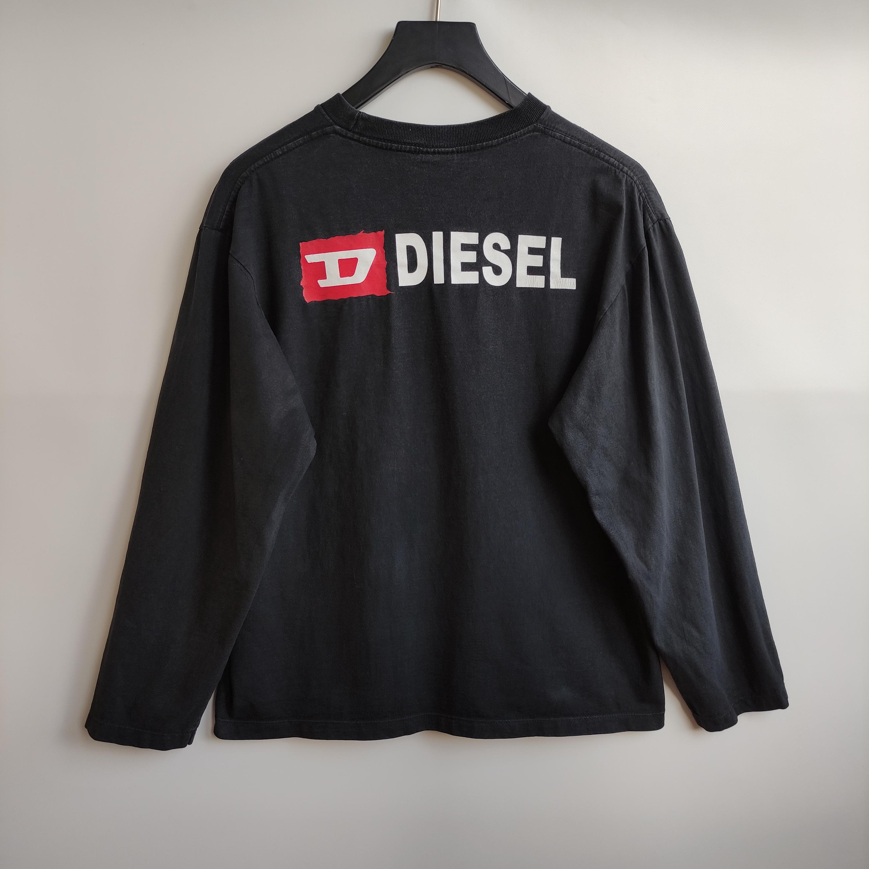 Vintage Black Diesel Dragon Print Long Sleeve T-shirt 90's Y2K