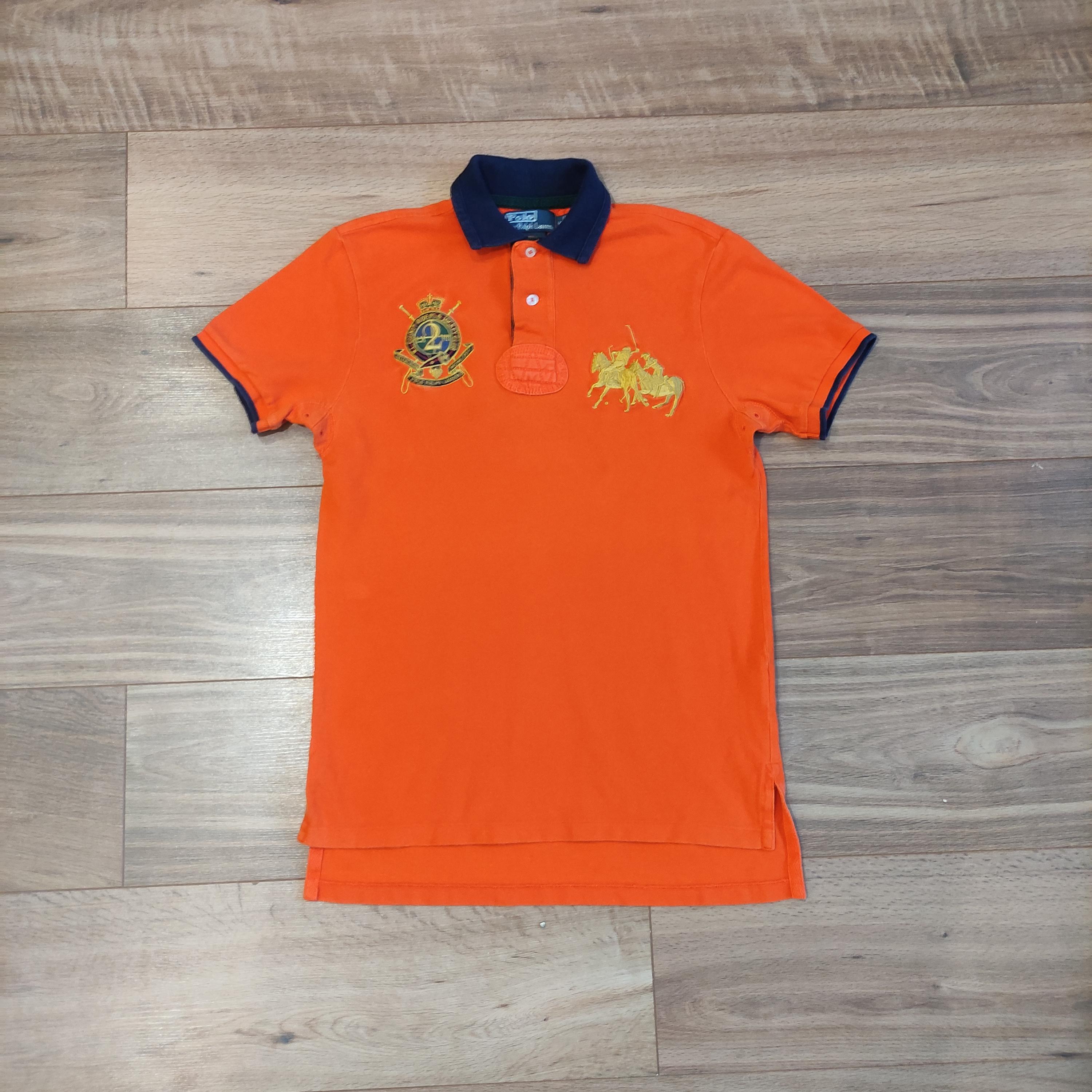 VINTAGE Polo Ralph Lauren Rugby Shirt Size S Big Pony #3 Orange 