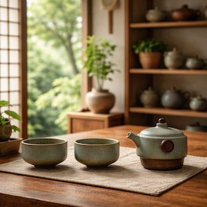 Handmade Japanese Porcelain Tea Set, Minimalist Zen Kung Fu Teapot, Traditional Asian Tea Ceremony Teaware