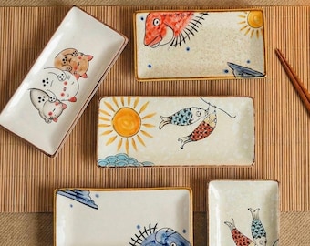 Japanese-Style Ceramic Sushi Serving Platter Rectangular Sushi Plate