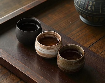 茶道具　茶碗　辰砂茶碗　南渓山窯　姜寿華(カンスウファ)作　共箱　N249SH 南渓茶碗 円筒形 黒 - Etsy 日本