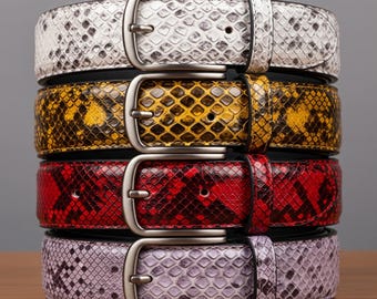 Snakeskin Leather Belt - Etsy display picture 2