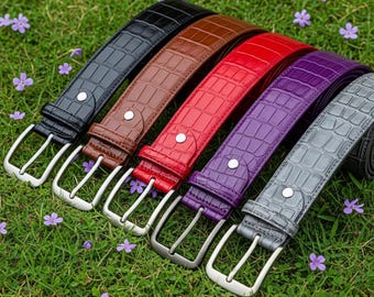Handmade Crocodile Leather Belt 1.5 Inch - Full Grain Alligator Style