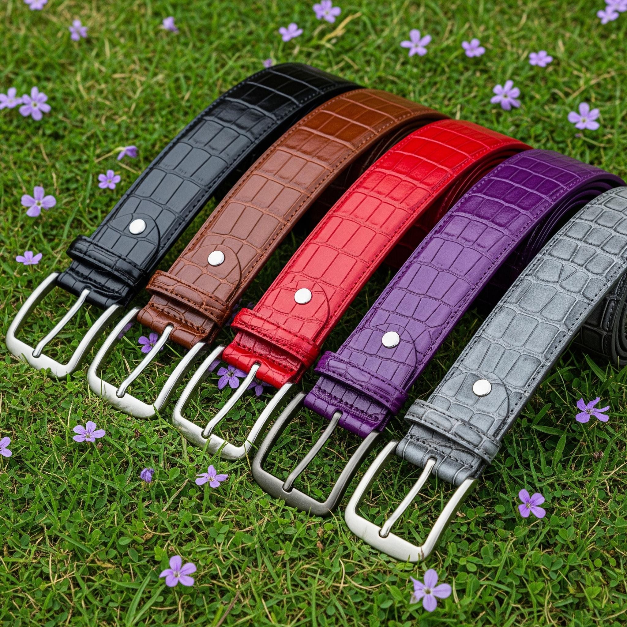 Red Crocodile Belt - Etsy