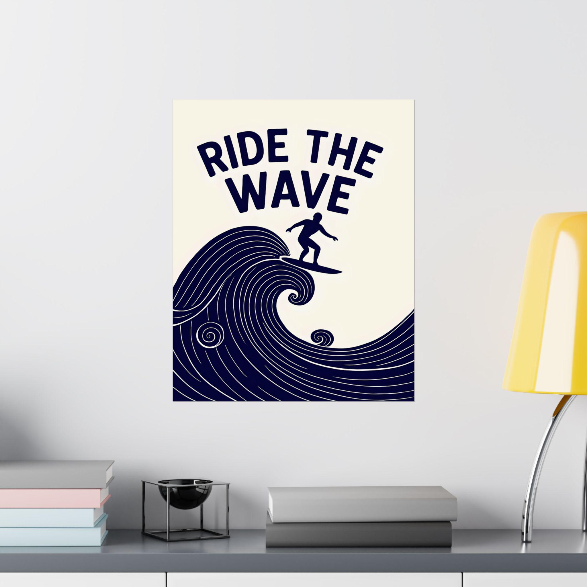 Surfing Wave Poster Art Ride The Wave Decor Ocean Wall Art Beach 