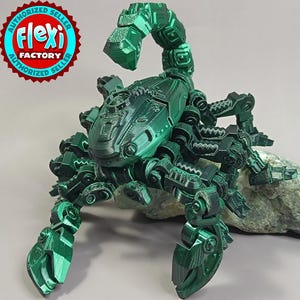 Cyber scorpion, jouet articulé imprimé en 3D, figurine en PLA noire et verte, cadeau robot insecte 20 cm, jouet de bureau sympa ou cadeau de collection