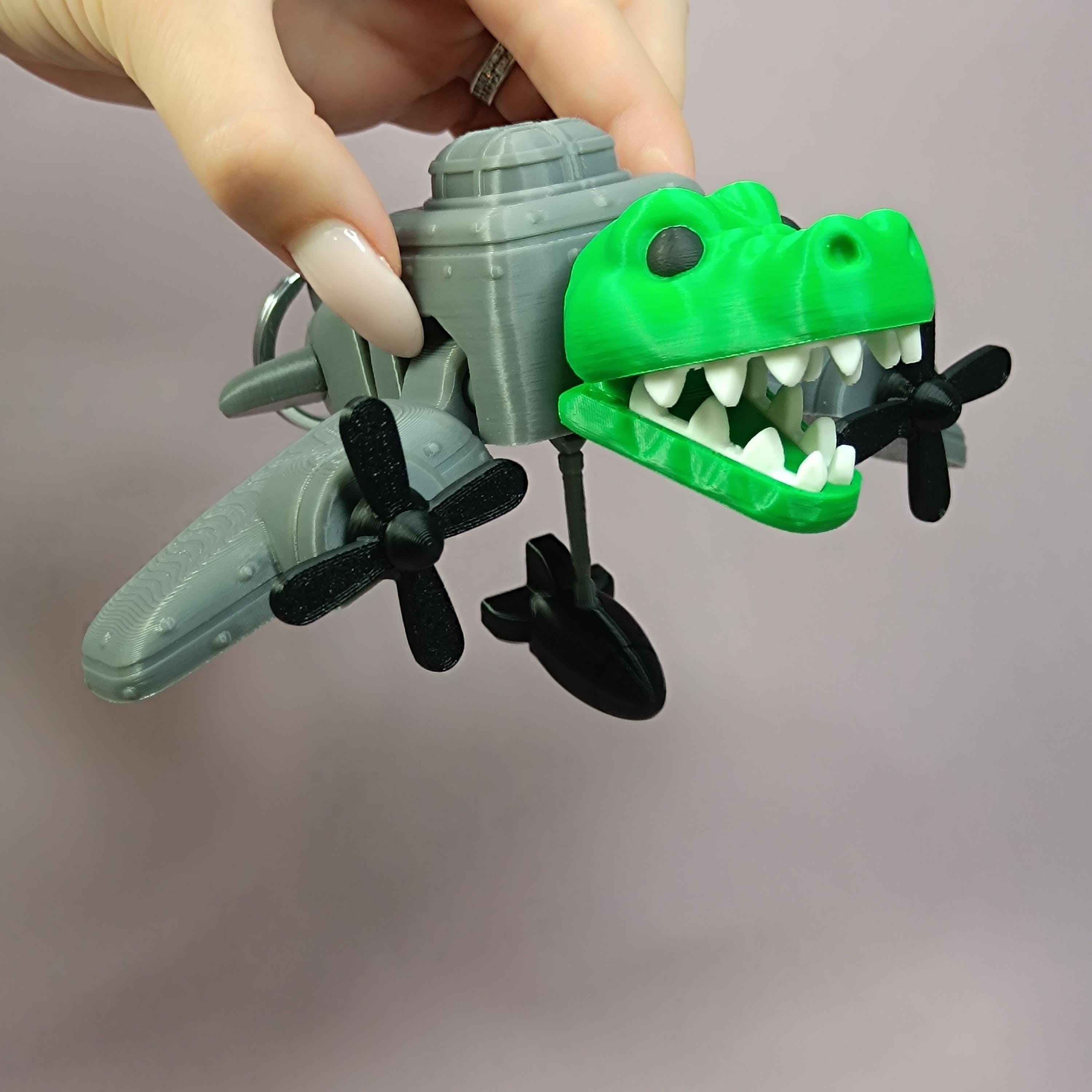 Bombardino Cocrodyle Figurine Articulée XL 17cm - Meme Viral Brainrot Italien - Hélices Et Bouche Mobile