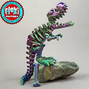 Flexi T-Rex Skeleton 3D Printed, Articulated Dinosaur Figure with Flexible Joints, Fidget Toy, Collectible Gift, Velociraptor, Mosasaurus