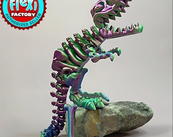 Flexi T-Rex Skeleton Articulated Dinosaur Fidget Toy 3D Printed