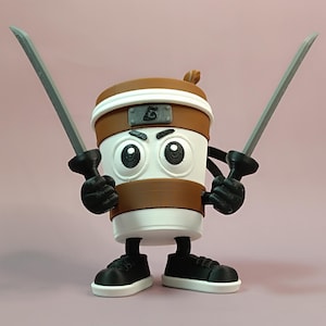 Cappuccino Assassino 3D Printed Figure: Articulated Brainrot Italian Meme Desk Toy
