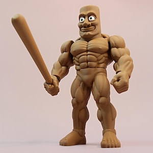Tung Tung Tung Sahur Muscle Meme Figurine, Brainrot Italian memes, Articulated 3D Printed Viral Toy, Eco-Friendly PLA, Internet meme gift