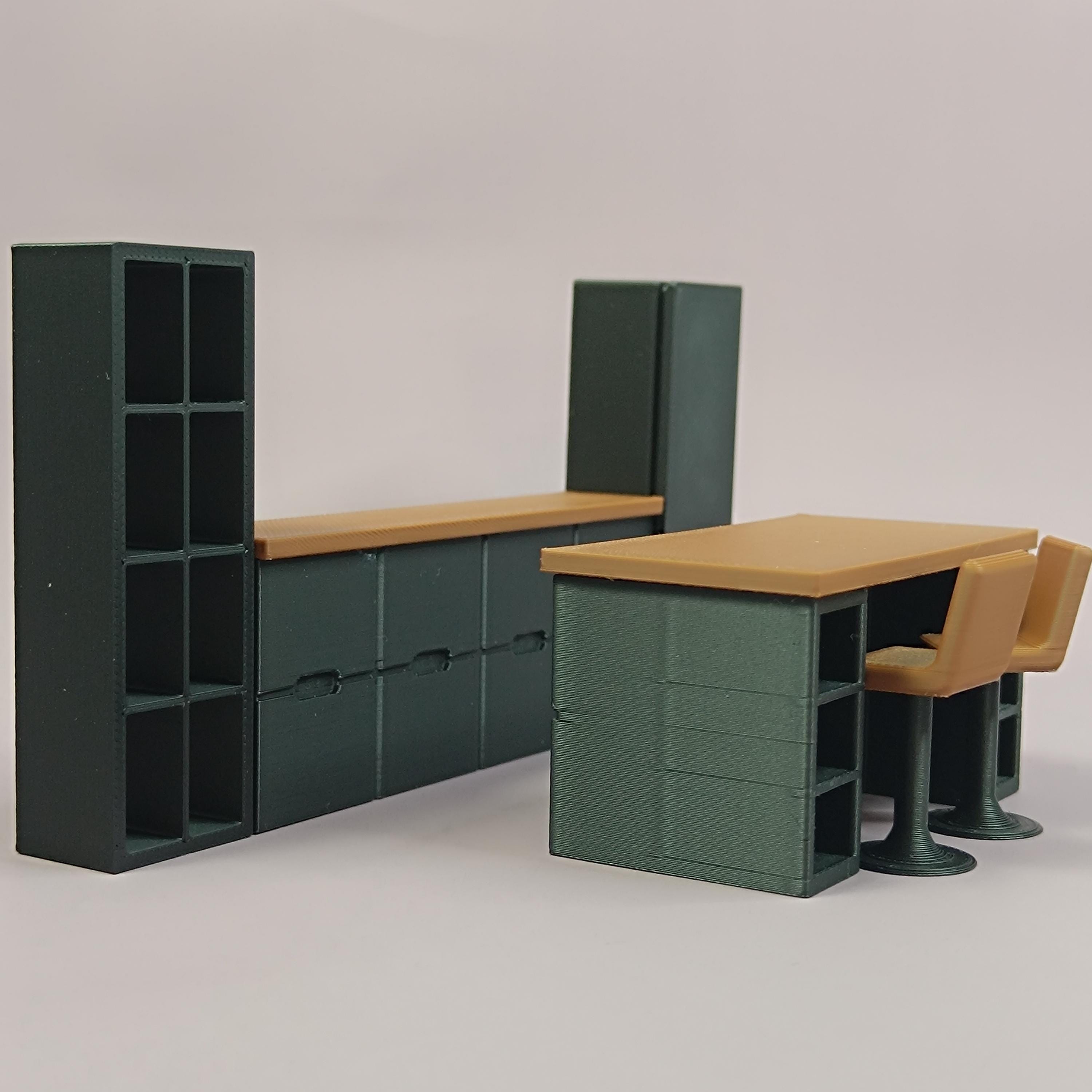Mini-meubles, Meubles à l'échelle 1:24, Mini-cuisine, Mini-meuble de cuisine, Meubles de style loft