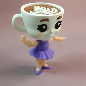 Ballerina Cappuccina Brainrot Italian meme Figurine: Articulated 3D Printed Desk Toy