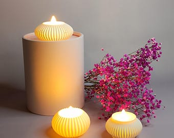 Elegante theelichthouder met led | Modern minimalistisch woondecoratie | 3D-geprinte led-kaarshouder | Cadeau-idee
