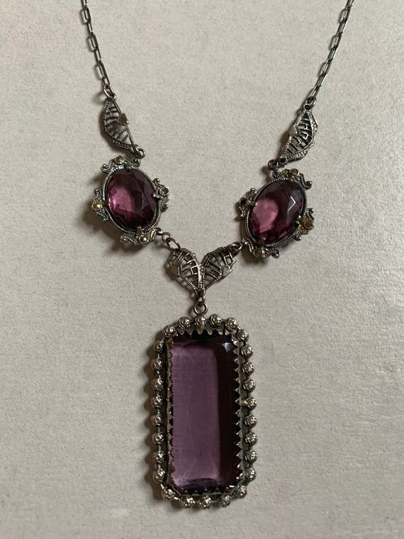 Art Deco Purple Marcasite Necklace