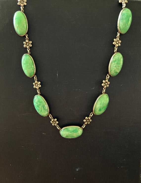 1930s sterling peking glass necklace - image 2