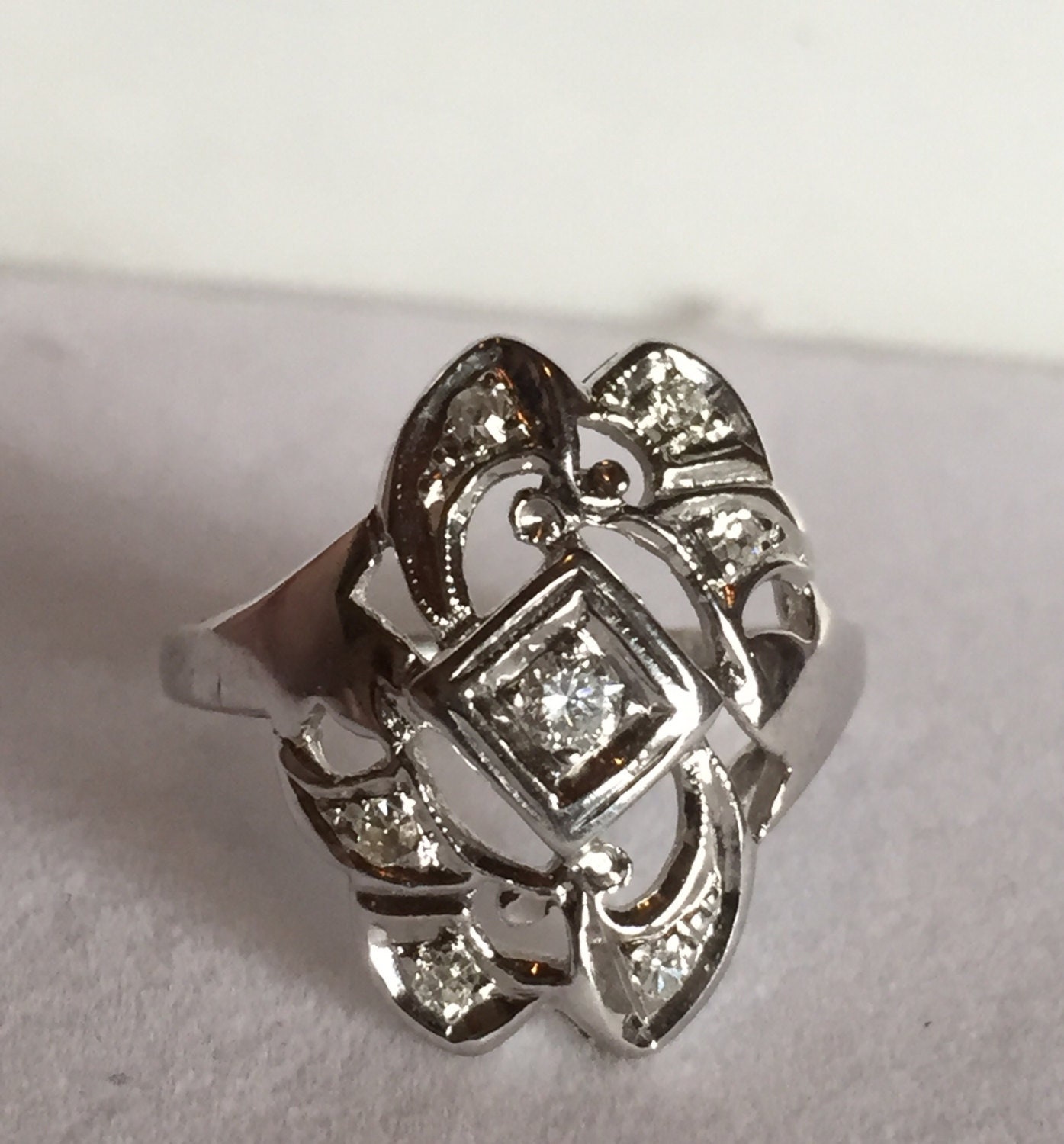 Beautiful 1920s Diamond Shield Ring - Etsy