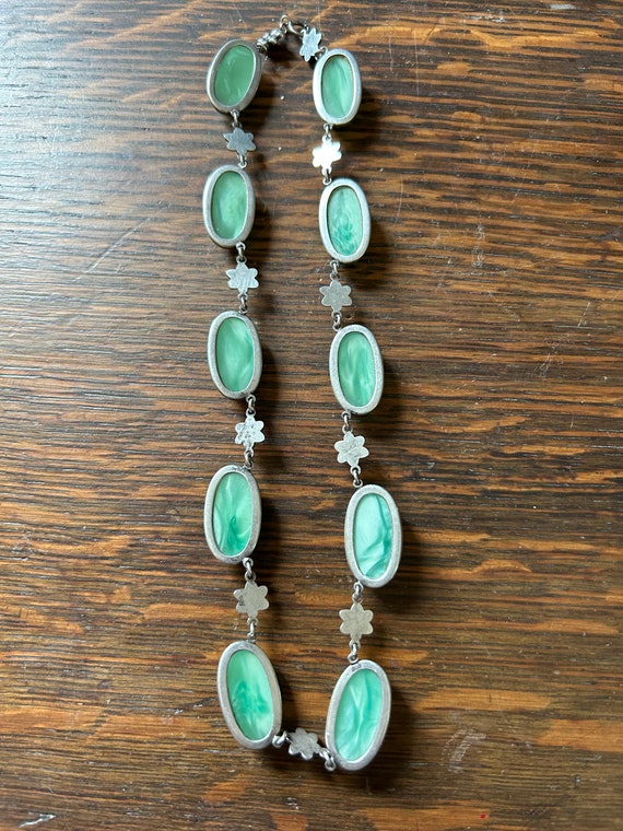 1930s sterling peking glass necklace - image 4