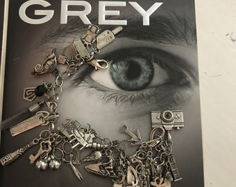 Fifty Shades of Grey Charm Bracelet 34 Charms Unisex Fetish Women Men Jewelry