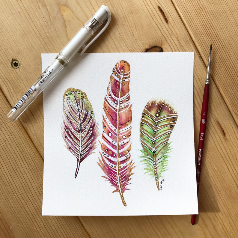 Feathers Original Watercolor Painting