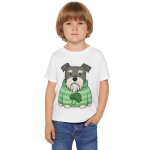 Cute Dog Cartoon Toddler T-shirt, Funny Kids Shirt, Dog Lover Gift, Cute Broccoli Design, Pet Themed Apparel, Eco-Friendly Kidswear