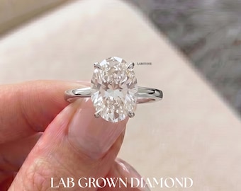 1-5 CT Oval Cut Lab Grown Diamond Engagement Ring, 14K White Gold Solitaire, IGI Certified, Conflict Free Proposal Ring, Gift For Her