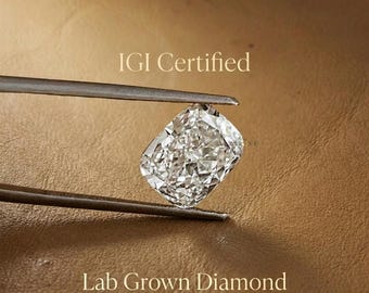 Diamant solitaire cultivé en laboratoire, taille coussin pour bijoux de bague, 1,00 à 5,00 carats avec certificat IGI pour bague de fiançailles/mariage
