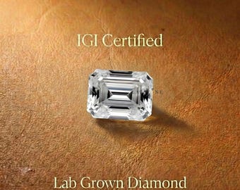 Solitaire Lab Grown Loose Diamond, Loose Emerald Cut for Ring Jewelry, 1.00 to 5.00 Carat with IGI Certificate for Engagement/Wedding Ring