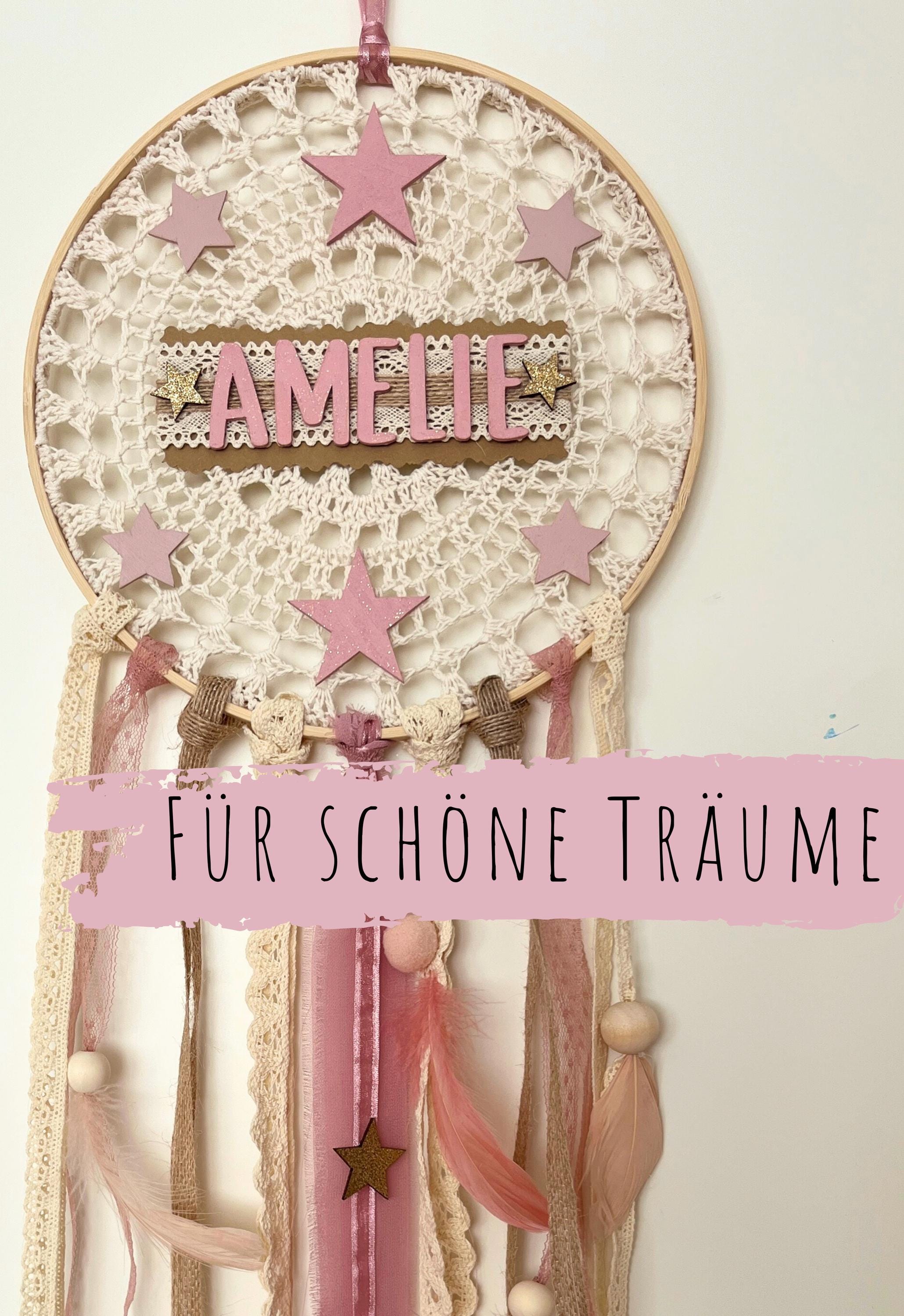 Personalized Dreamcatcher for Boys Girls with Name & Stars – Boho Nursery Decor Baby Gift for Birth or Christening – Handmade Wall Hanging
